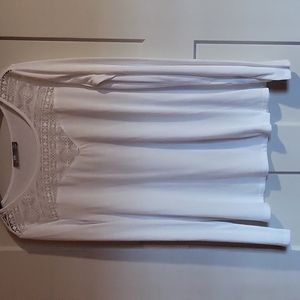 Cream Long Sleeve Shirt with Lace Collar